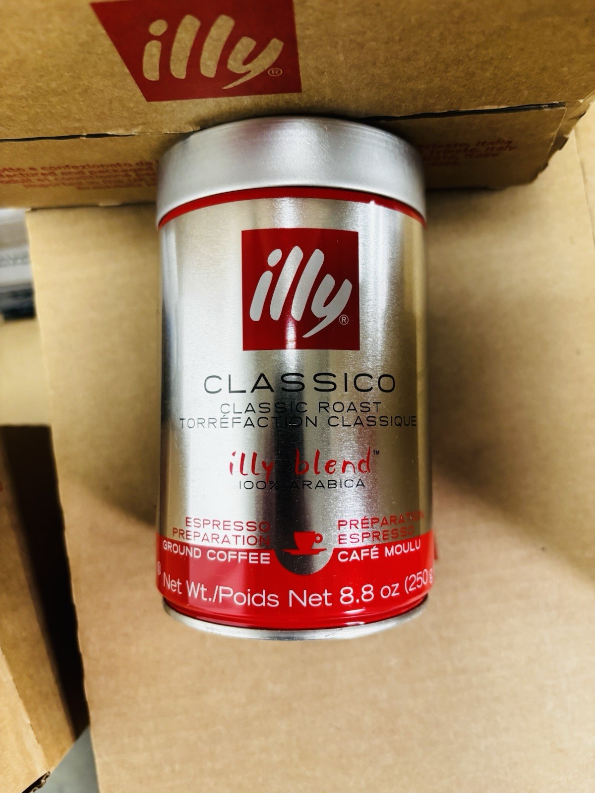 NEW - Illy Ground Coffee Classico Roasted 8.8 oz Cans 6 Coun