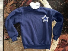 Vintage Majestic Dallas Cowboys Grey Blue Turtleneck Sweatshirt Youth M Rare 