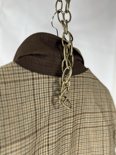 VINTAGE Lauren Ralph Lauren Wool Trench Coat Brown Reversible Houndstooth Check - Picture 3 of 19