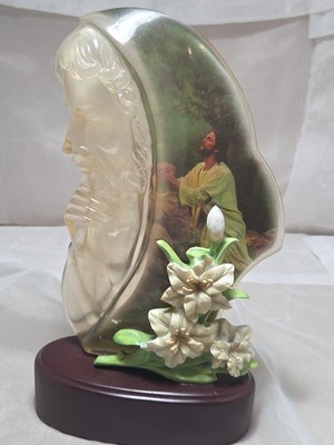 Vtg Lighted Statue Of Jesus Pray Lucite & Resin Color Changing 9.5'' Works