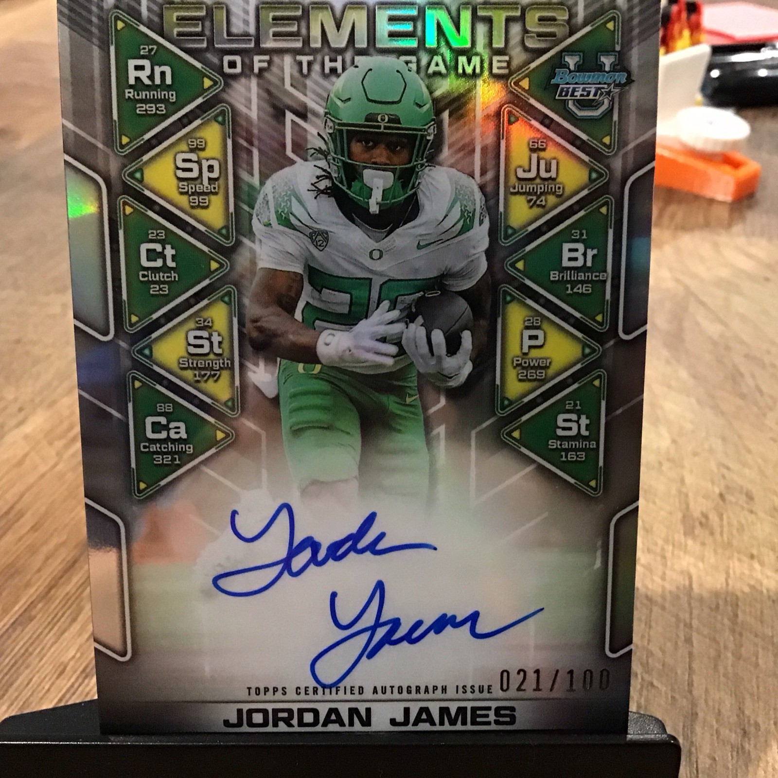 2024 Bowman University Best Jordan James Elements of the Game #/100 Auto  