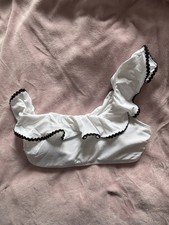New Look Ric Rac Frill One Shoulder Bikini Top - White - UK 12 - NWT