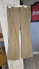Vintage 1970s Lee Bell Bottom Pants 32x30 Talon Zipper Khaki Tan Made In USA