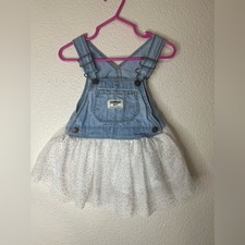Oshkosh b  gosh white tulle gold polka dots denim skirtalls overalls skirt 12m