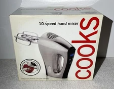 JCP Home Cooks 10-Speed Hand Mixer SS Finish w/ Chrome Beaters & Dough Hooks