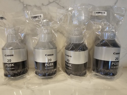 Genuine Lot of 4 Canon 3383C001 GI-20 PGBK Black Ink Bottles PIXMA G5020 BNIB