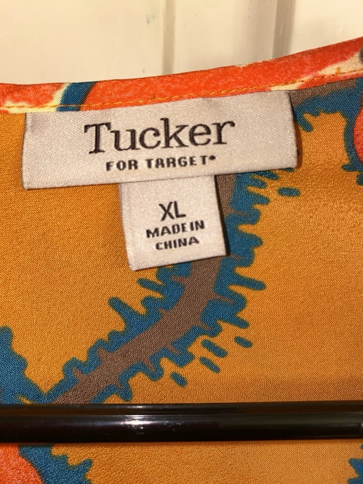 Tucker for Target - Vestido Talla XL - Naranja Estampado Floral Manga Corta Foto 3 de 4