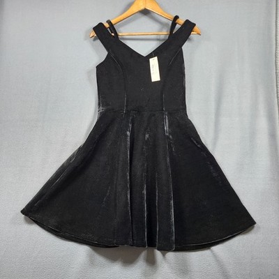 Francescas Dress Size Small Black Velvet Velour Mini Homecoming Cocktail LBD NEW