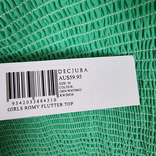 Decjuba Kids Girls Romy Flutter Top Green Size M 12 NWT - Picture 5 of 6