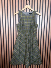 New Banana Republic Dress 2 / XS Green Wool Pocket Sheath Sleeveless Checkered