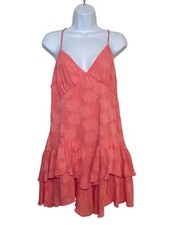 wild fable Coral Pink Floral Mini Tiered Skater Dress Large