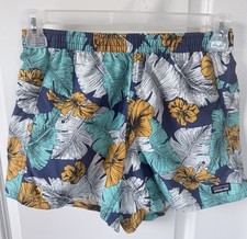 Patagonia Best Fronds Channel Blue Hibiscus Shorts Size S