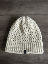 The North Face Crochet Beanie Hat Reversible Winter Ski Outdoors Knit Ivory