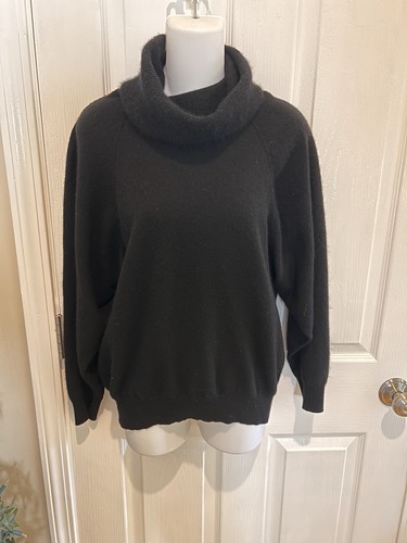 Boundary Waters Italy Black Lambswool & Angora Turtleneck Sweater Small Vintage - Picture 2 of 8
