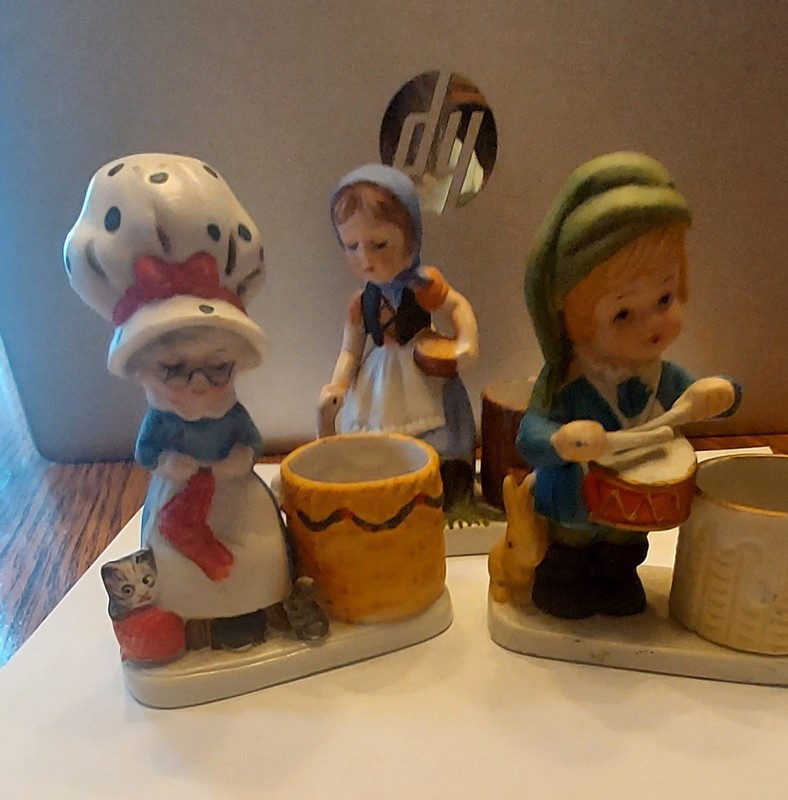 2 VINTAGE Jasco Bisque Porcelain & 1-Verona Vergai Candle/Toothpick Holders