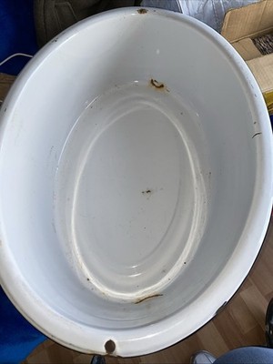 Vintage 26in Porcelain Enamel Basin Kitchen Wash Bowl Farm House Primitive ,