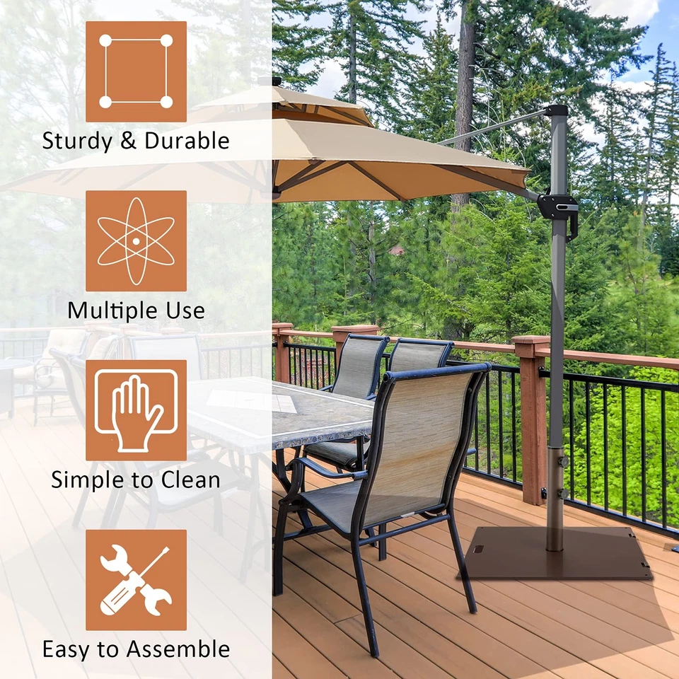 Base de paraguas de patio de 50 libras, soporte base de paraguas portátil para exteriores, 24 pulgadas cuadradas Foto 3 de 4