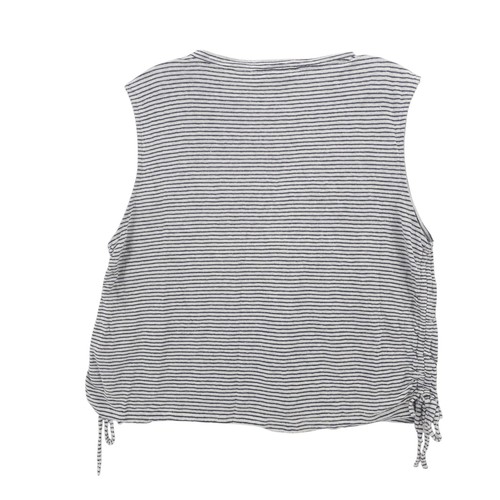 FRAME 100% Linen Tee Tank Black White Striped Cinch Sides Cropped LARGE - Picture 2 of 6