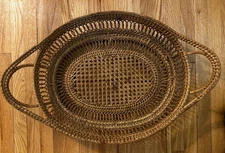 Woven Wicker Rattan Tray Basket Decorative Wall Decor 3x11x18 HTF Unique Unusual