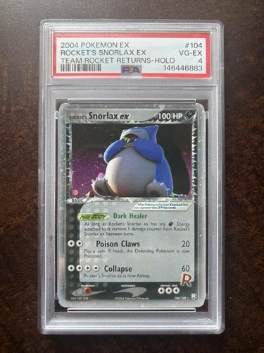 2004 POKEMON EX TEAM ROCKET RETURNS #104 ROCKET'S SNORLAX EX-HOLO PSA 4