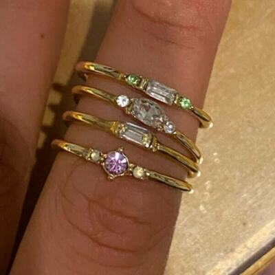4pcs 925 Silver Rings for Women Simulated White Sapphire Wedding Jewelry 5-10