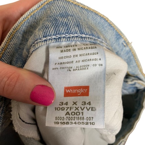 Pantalones de mezclilla Wrangler Jeans lavado claro corte boot relajado flexible nuevos con etiquetas para hombre talla 34 x 34 - Imagen 7 de 7