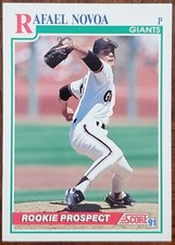 1991 SCORE RAFAEL NOVOA SAN FRANCISCO GIANTS ROOKIE CARD #366 NM/MT