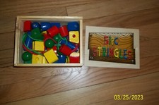 Vintage Wood Beads Strings 51PC Stringles