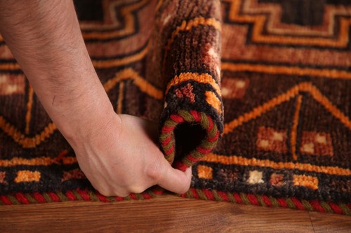 Lori Geometric Vintage Rug Runner 4x9 Handmade Wool Carpet - Picture 21 of 23