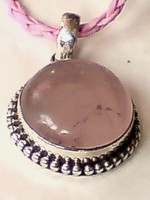Sterling Silver & Rose Quartz 30mm.pendanton An18 Pink Leather Thong £16.95 Sterling Silver & Rose Quartz 30mm.pendanton An18 Pink Leather Thong £16.95