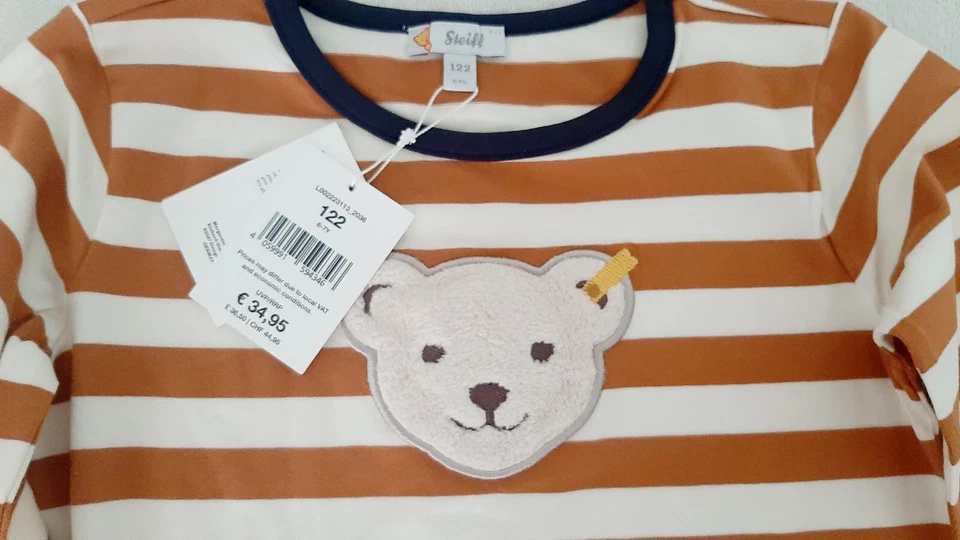 🐻 cooles Langarmshirt, Pulli, Gr. 122, Junge, Steiff, Quietsche, Gestreift NEU! - Bild 2 von 2