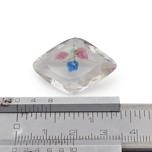 Czech vintage rhomboid lampwork floral crystal clear glass rhinestone 30mm - Picture 3 of 3