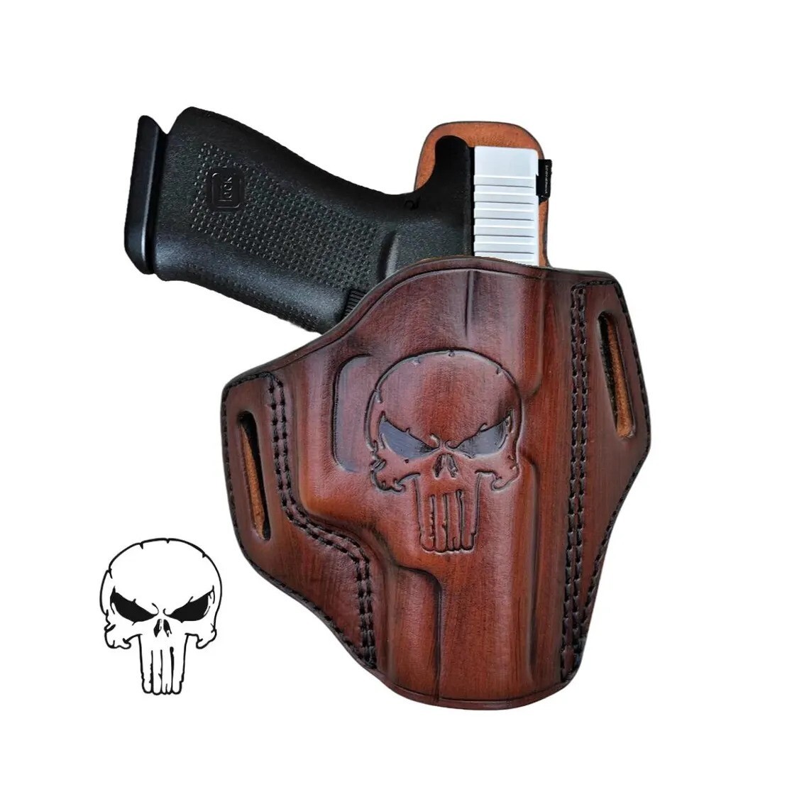Custom Gun Leather Holster for Glock 17, 19, 21, 23, 26, 27, 29, 30, 42, 43, 43x