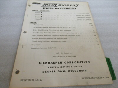 1965 MerCruiser I Stern Drives Unit Parts List No. C-90-33784 | eBay