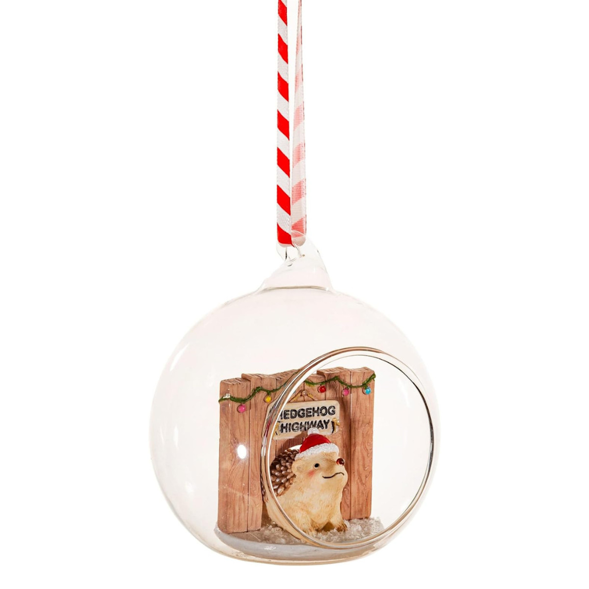 Sass & Belle Glass Dome Hedgehog Highway Hanging Novelty Christmas Tree Bauble