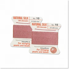 2 Pcs Griffin Size 10 Premium Dark Pink Silk Beading Cord Thread and Needle Set