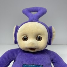 Tinky Winky Purple 1998 Eden Teletubbies 7 Plush Flocked Face Sparkle Belly VTG