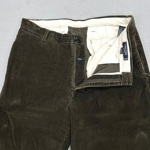 VTG Nautica Corduroy Pants Relaxed Fit Clipper Brown Trousers Y2K Mens 34x29