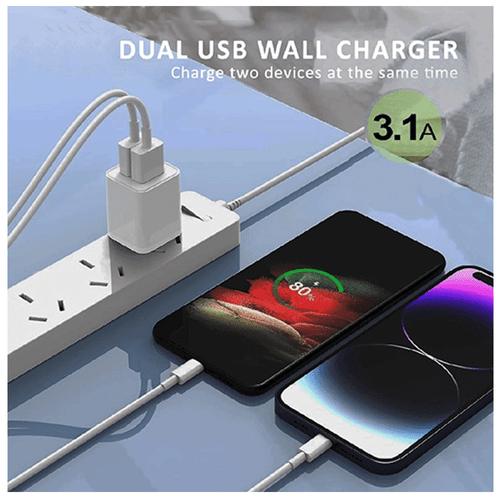 Dual Outlets 3.1A USB Wall Charger Easy to Carry and Travel - Picture 3 of 5