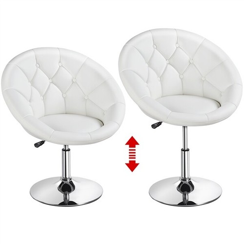 Barstool Height Adjustable Bar Chair PU Round Tub Chair Swivel Vanity Chair - Picture 4 of 83