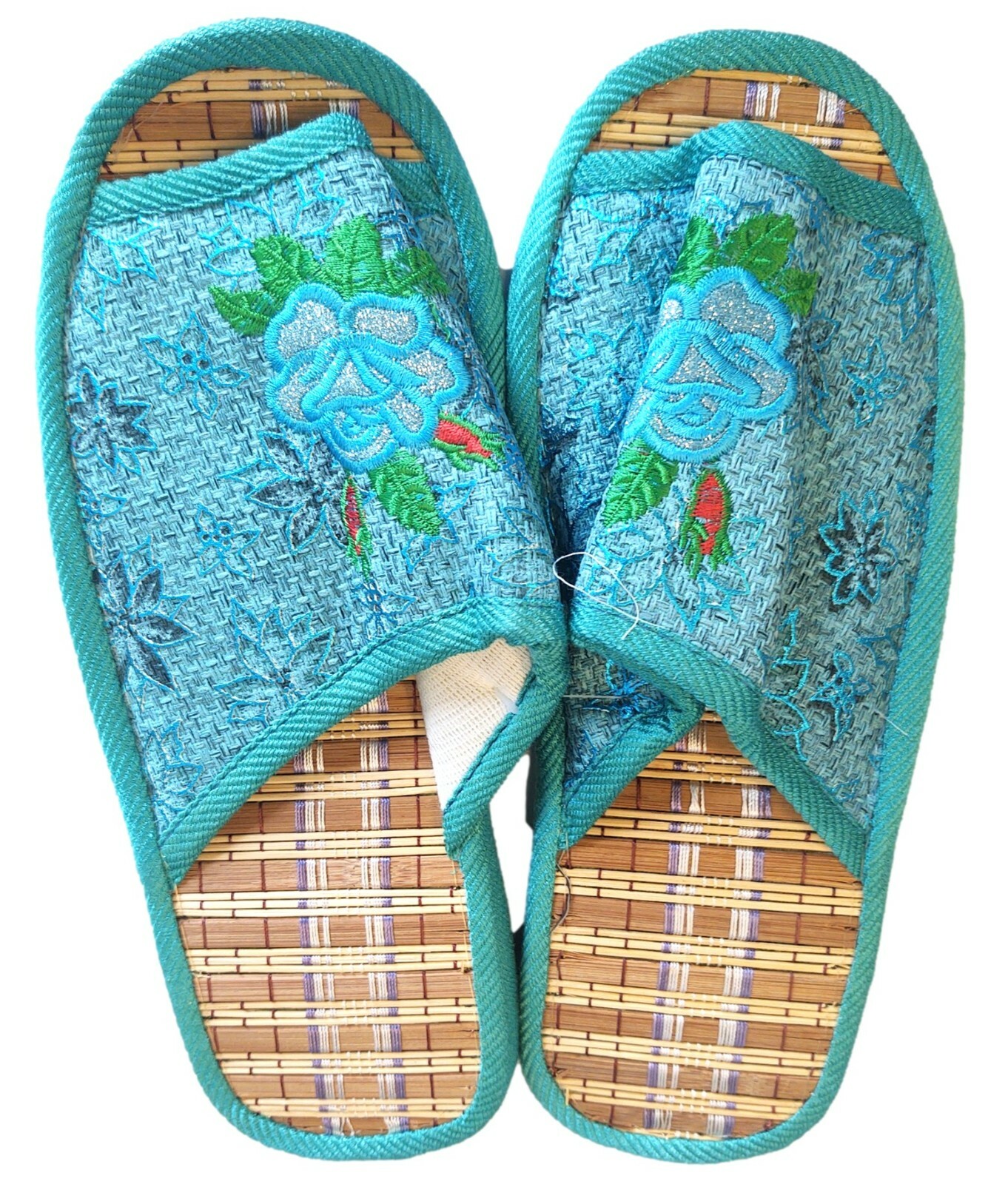 SAOLA Ciabatta scarpa verde acqua ricamata floreale con suola in gomma