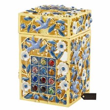 Hand-Painted Enamel Tzedakah Charity-Treasure Box Embellished w Crystals