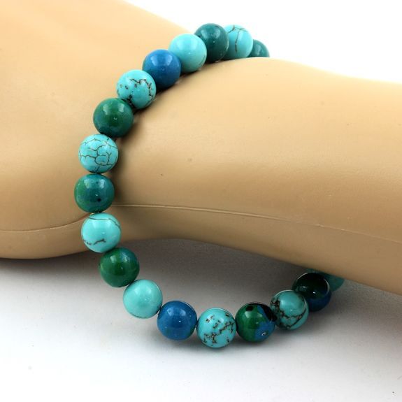 Bracelet Perles Jade, Aventurine, Chrysocolle, Turquoise 8mm - Neuf Avec étiquettes, Fabriqué En France