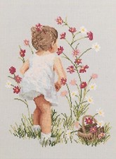 Cross Stitch Kit ~ Janlynn Girl With Cosmos Flowers #029-0018