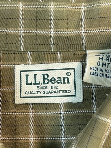 LL Bean Shirt Medium Reg Mens Green Plaid Check Button Down Long Sleeve casual - Picture 5 of 14
