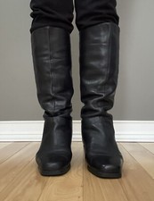 Black Leather Upper Tall Boots  Susanna  8W C...
