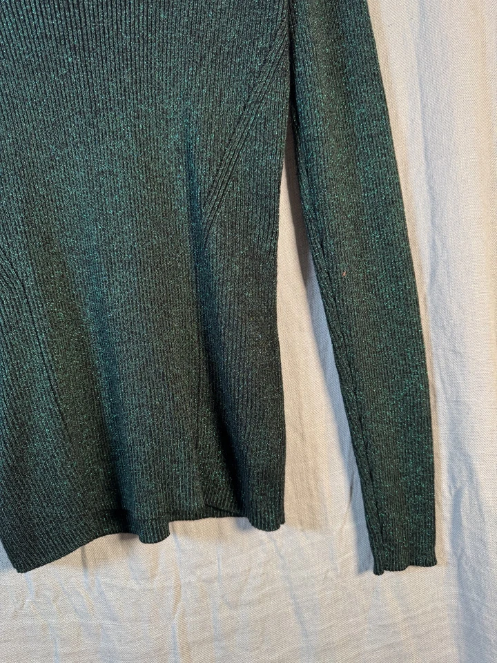 Suéter DVF Diane Von Furstenberg Cuello Simulado M Verde Metálico Mezcla de Lana Merino Foto 3 de 4