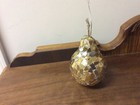 Vintage Pear Shaped Crackle Gold And Silver Glass Christmas Ornament 4”x3” — photo 1