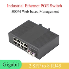 1000M SFP  WEB Managed Industrial Transceiver 2 SFP to 8 POE Fiber Optic Switch