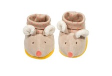 Moulin Roty "Biscotte et Pompon" Baby Slippers - Mouse
